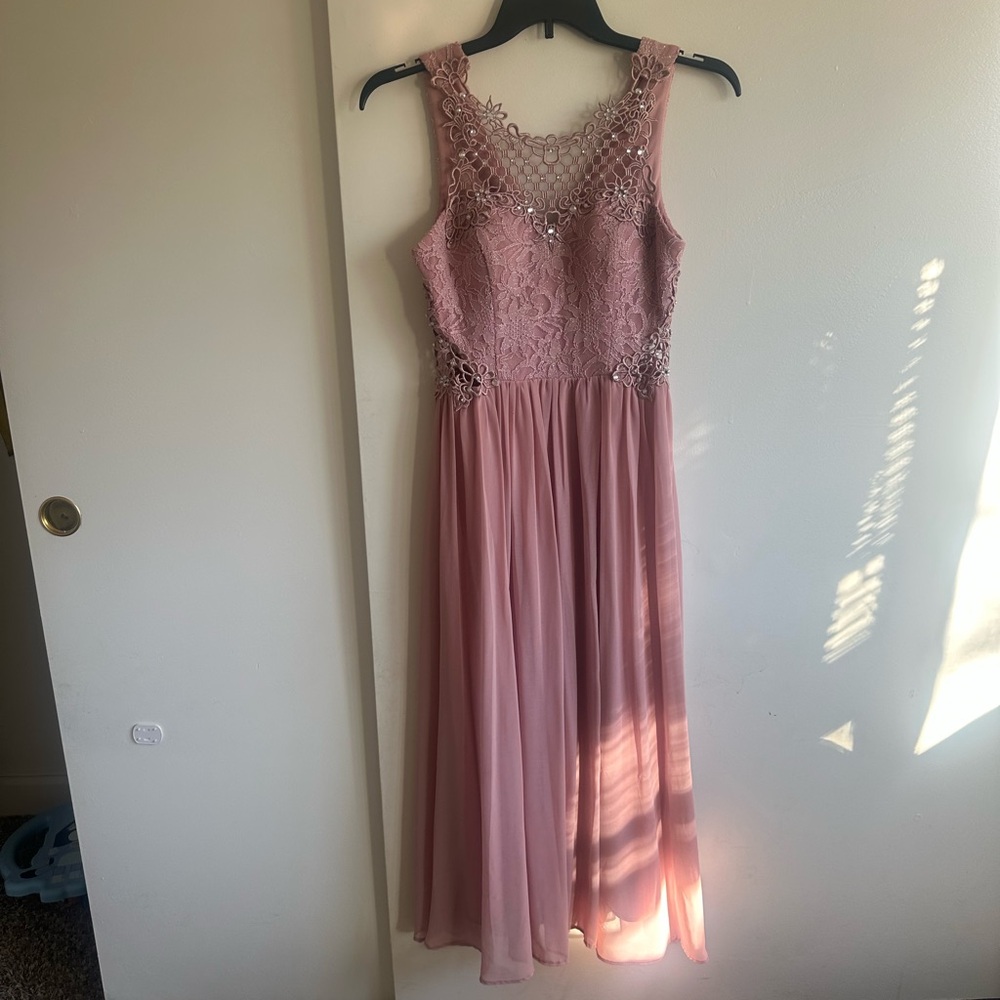 City Studio Pink Lace Maxi Dress